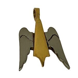 Gold & Silver Angel Wing Pendant Necklace Charm Unisex Jewelry Accessory Approx